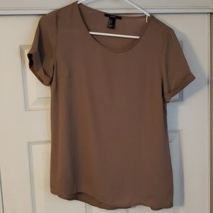 Cuff Sleeved Brown Blouse